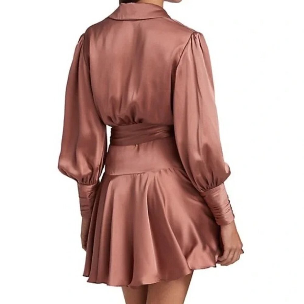 🩷 Zimmermann Silk Wrap Sash Tie Mini Dress Rose Pink AU 1 Small S - Picture 4 of 16